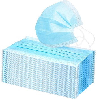 Azul tela no tejida 3ply gancho protección médico desechable cara máscara