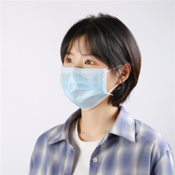 China mejor oferta azul 3Ply 3 capas de tela no tejida de La Oreja de bucle de seguridad mascarillas desechables con bandas elásticas