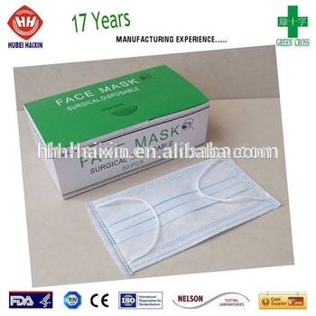 Hubei Haixin ISO13485/CE/FDA510K /Nelson aprobado desechables máscaras médico